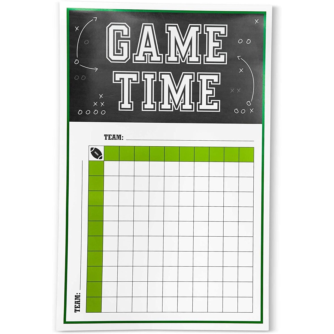 12 Pack Football Betting Squares Game Poster (11 x 17 inches) with 4 Sticky Tabs for Office Pool, Football Party Decorations